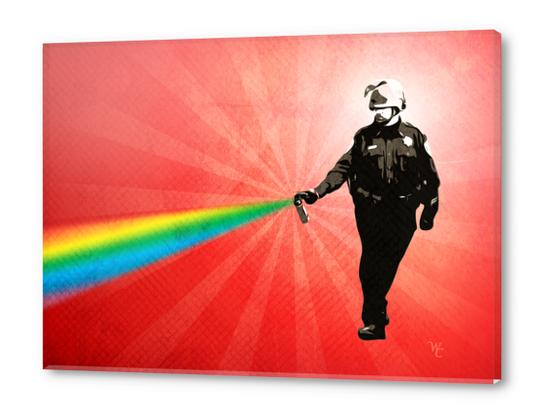 Pepper Spray Cop Rainbow - Pop Art Acrylic prints by William Cuccio WCSmack