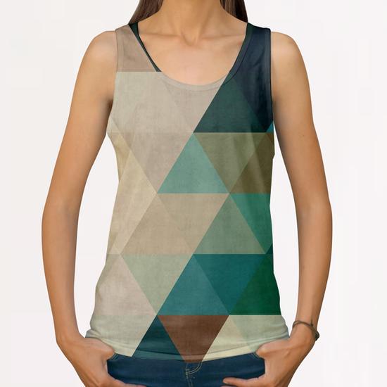 Green Triangular Pattern All Over Print Tanks by Vitor Costa