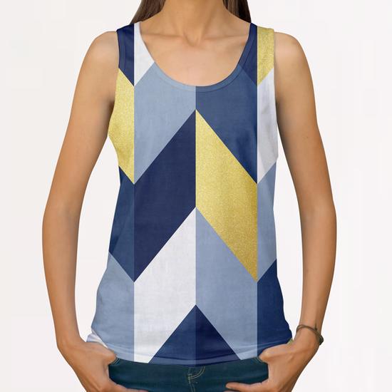 Geometric and golden chevron All Over Print Tanks by Vitor Costa