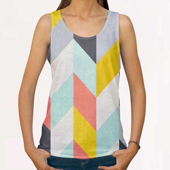Geometric and colorful chevron I All Over Print Tanks by Vitor Costa