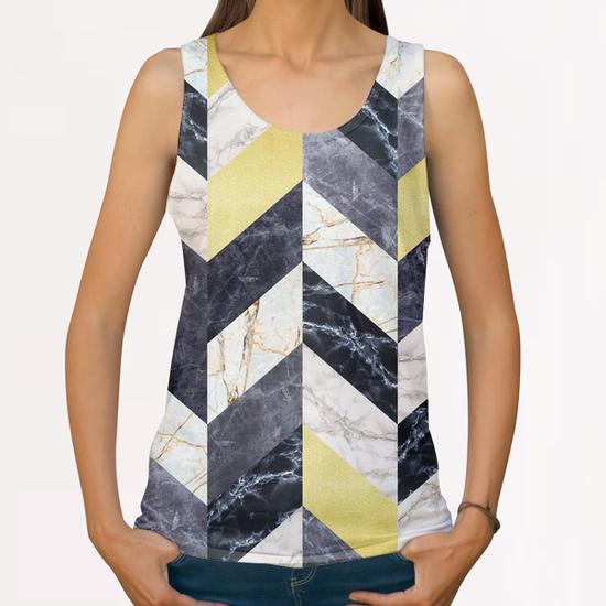 Chevron geometric marble and gold All Over Print Tanks by Vitor Costa