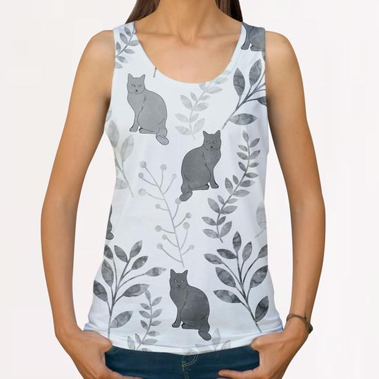 Floral and Cat X 0.3 All Over Print Tanks by Amir Faysal