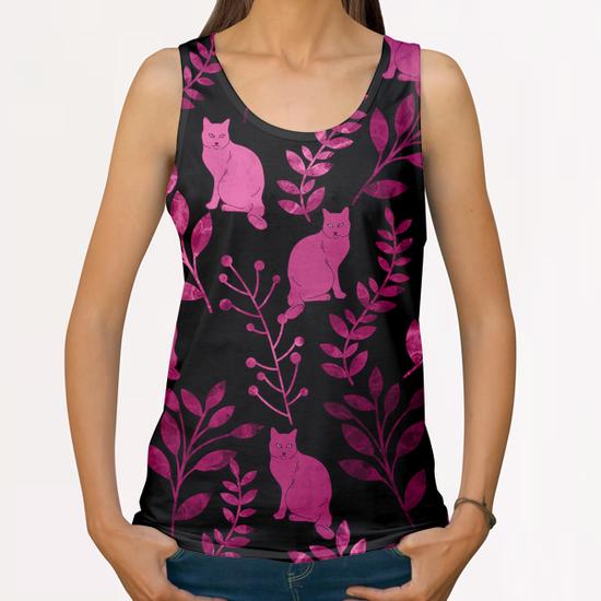 Floral and Cat X 0.4 All Over Print Tanks by Amir Faysal