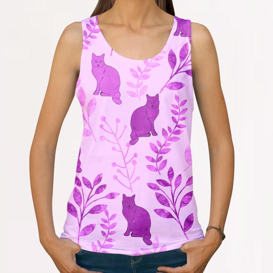 Floral and Cat X 0.2 All Over Print Tanks by Amir Faysal