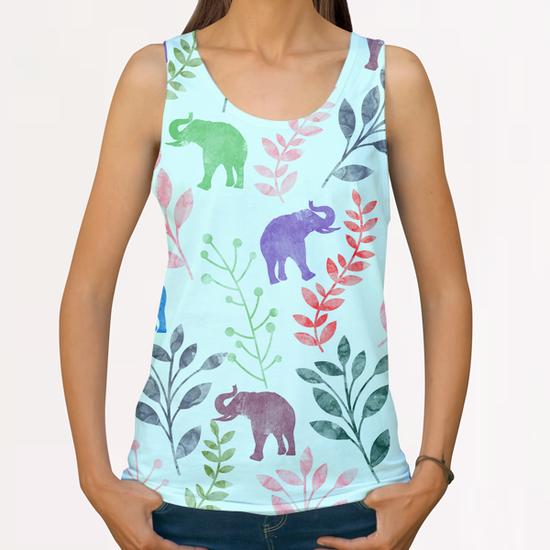 Floral and Elephant X 0.2 All Over Print Tanks by Amir Faysal