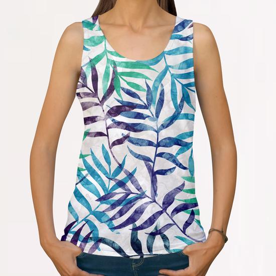 Watercolor Tropical Palm Leaves X 0.2 All Over Print Tanks by Amir Faysal