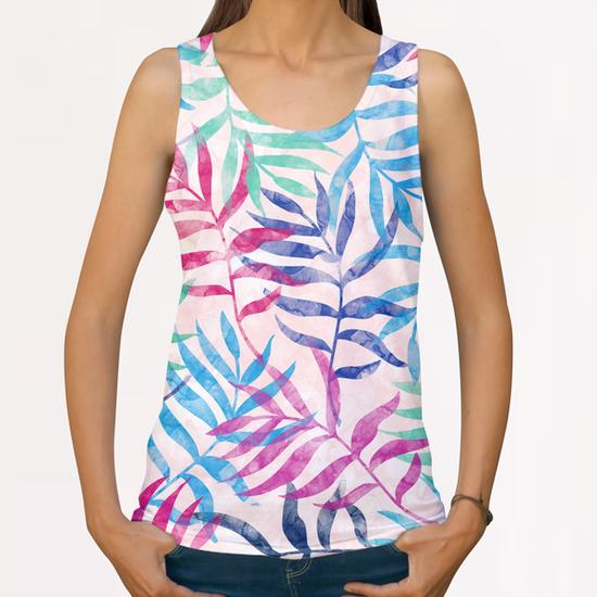 Watercolor Tropical Palm Leaves All Over Print Tanks by Amir Faysal