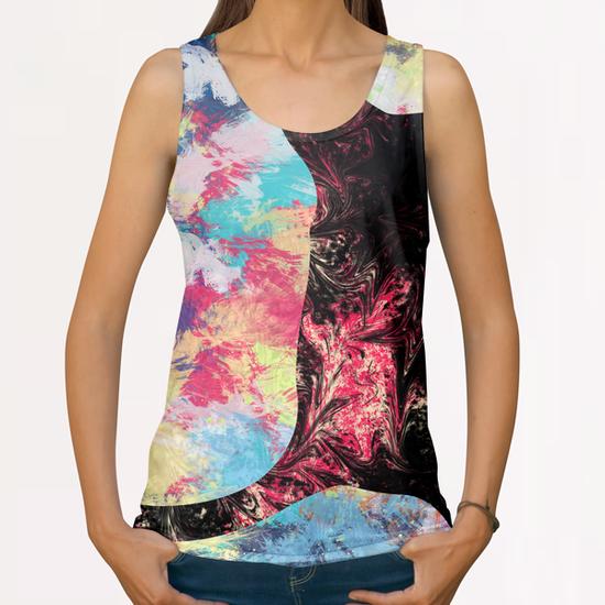Abstract Cat All Over Print Tanks by Amir Faysal