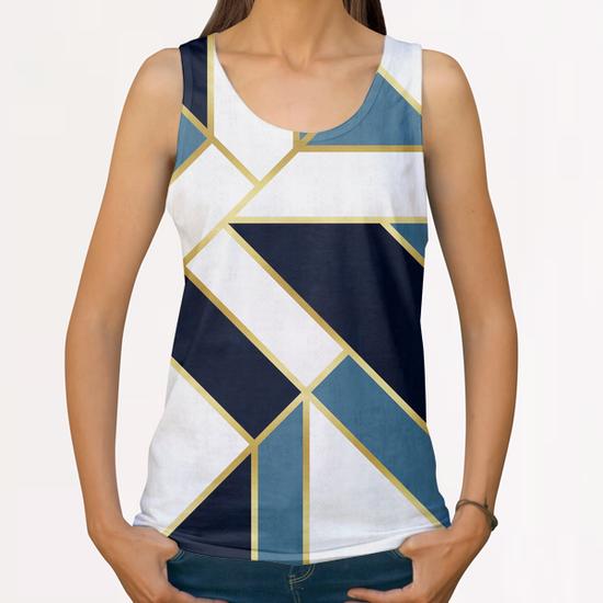 Blue and gold modern art All Over Print Tanks by Vitor Costa