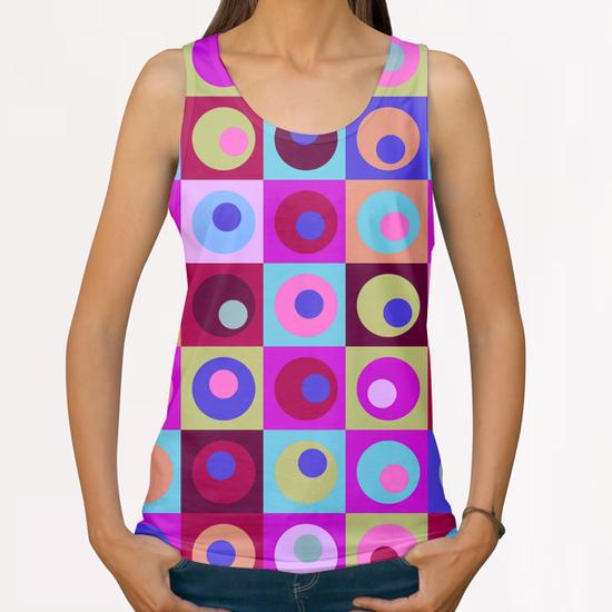 Circles in Squares Pattern All Over Print Tanks by Divotomezove