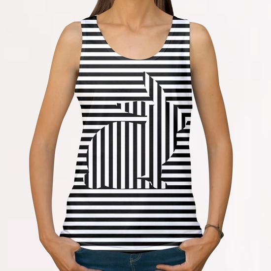 Rabbit Silhouette on Stripes All Over Print Tanks by Divotomezove