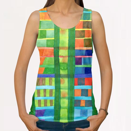 Colored Fields With Bamboo  All Over Print Tanks by Heidi Capitaine