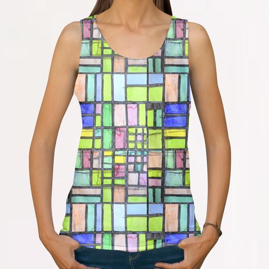 Homage to Mondrian All Over Print Tanks by Heidi Capitaine