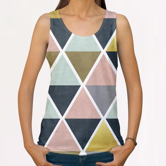 Colorful and golden triangles All Over Print Tanks by Vitor Costa