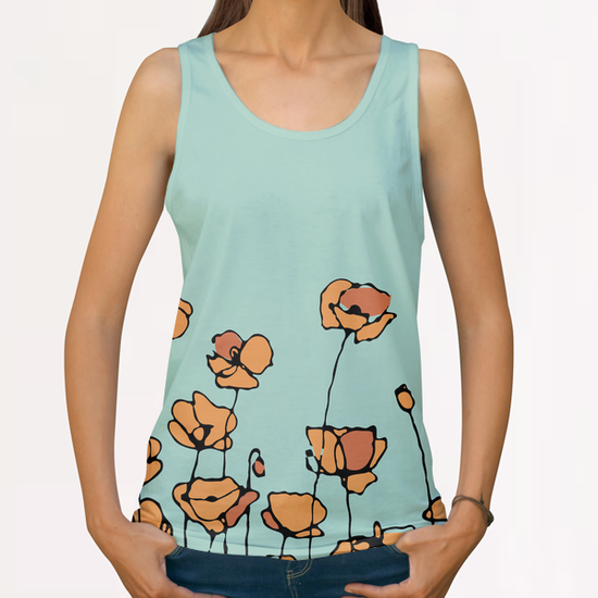 American Poppies 1 All Over Print Tanks by Vic Storia