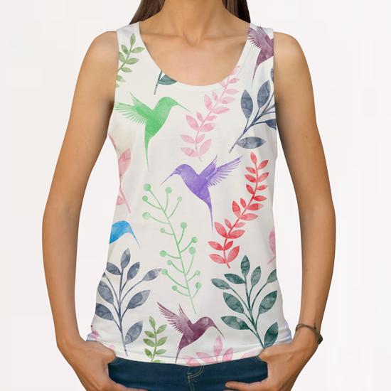 Floral and Birds All Over Print Tanks by Amir Faysal