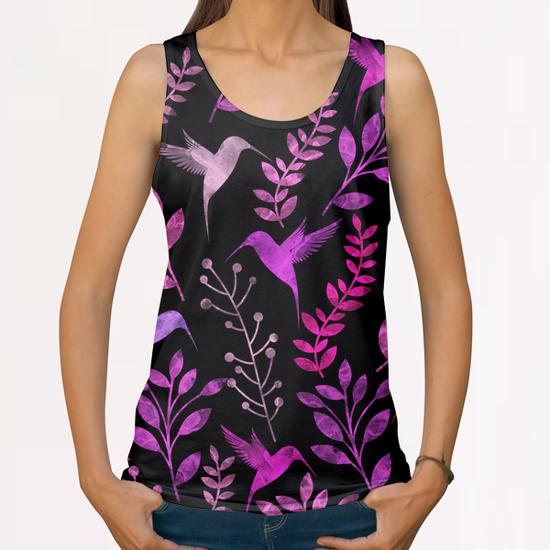 Watercolor Floral and Bird  All Over Print Tanks by Amir Faysal