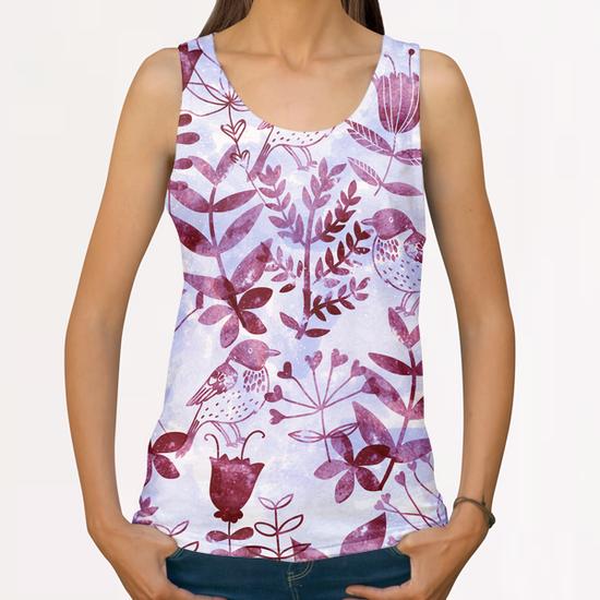 Watercolor Floral and Birds II All Over Print Tanks by Amir Faysal