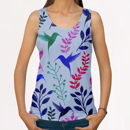 Floral And Birds II All Over Print Tanks by Amir Faysal