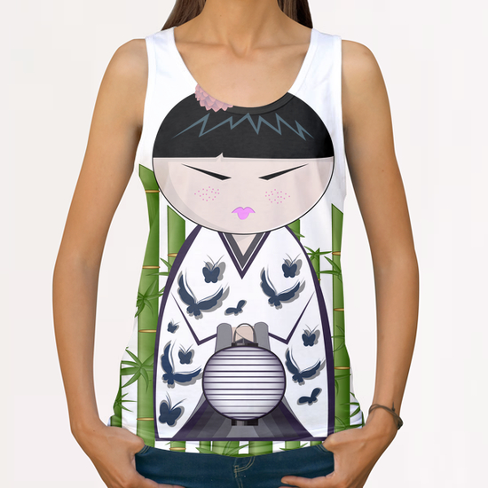 Bamboo kokeshi All Over Print Tanks by PIEL Design