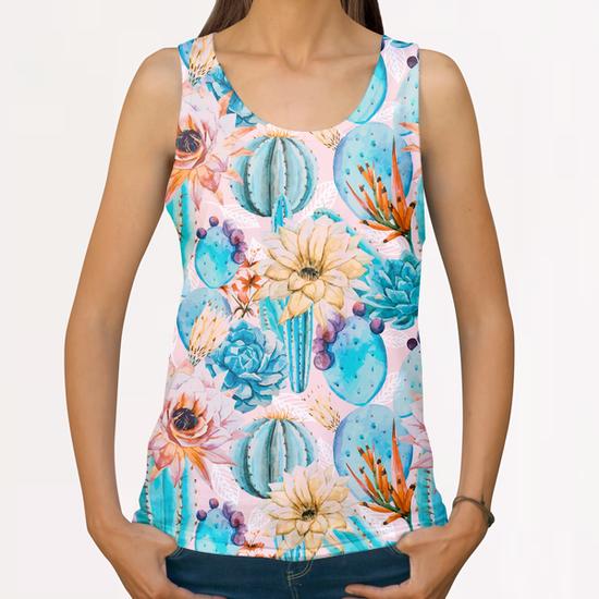 Cactus and flowers pattern All Over Print Tanks by mmartabc