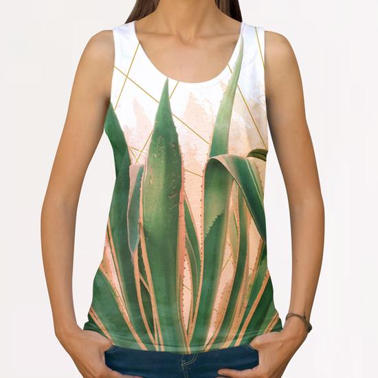 Cactus with geometric All Over Print Tanks by mmartabc