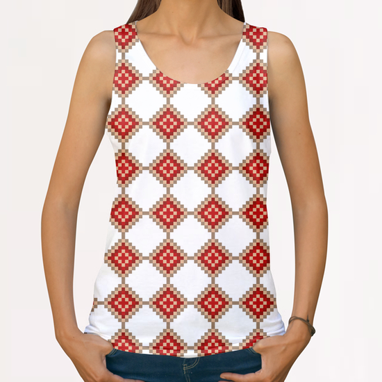 Pixelated Christmas All Over Print Tanks by PIEL Design