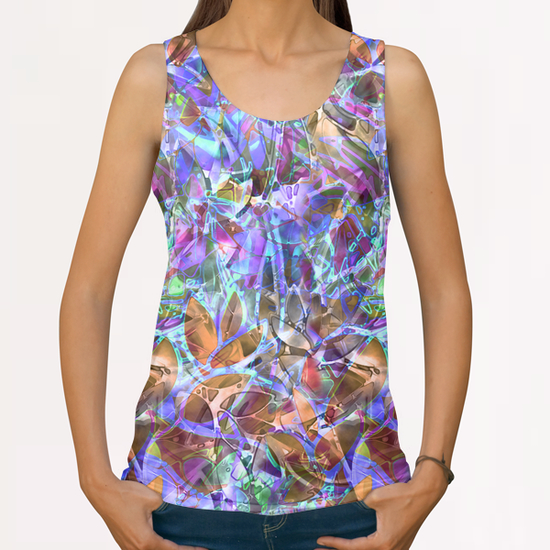 Floral Abstract Stained Glass G3 All Over Print Tanks by MedusArt