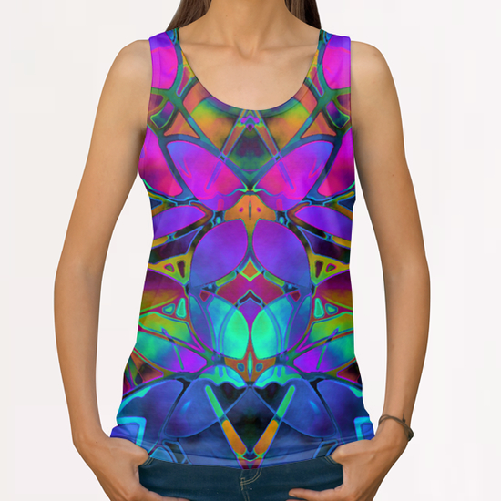 Floral Fractal Art G14 All Over Print Tanks by MedusArt