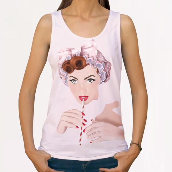 Girl pin up pink All Over Print Tanks by mmartabc