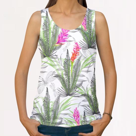 Nature pattern with dragonflies All Over Print Tanks by mmartabc