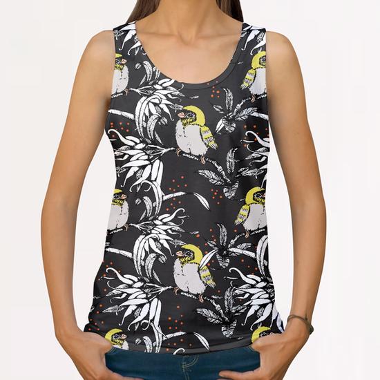 Night garden of exotic birds All Over Print Tanks by mmartabc