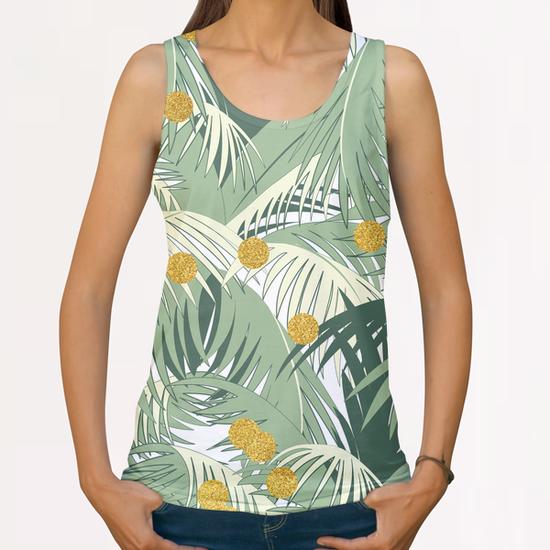Palm and Gold All Over Print Tanks by Uma Gokhale
