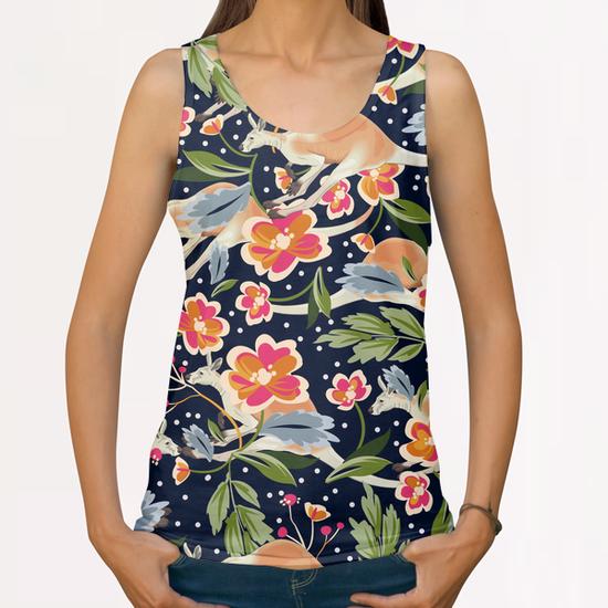 Pattern flowers and kangaroo All Over Print Tanks by mmartabc