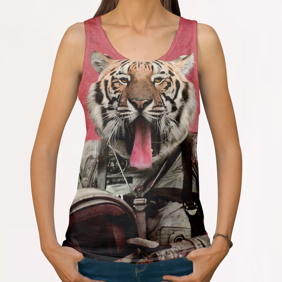 Space tiger All Over Print Tanks by durro art