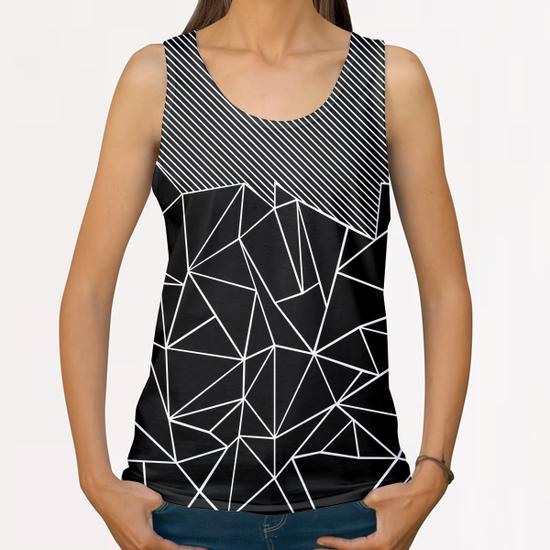 Ab Lines 45 Black All Over Print Tanks by Emeline Tate