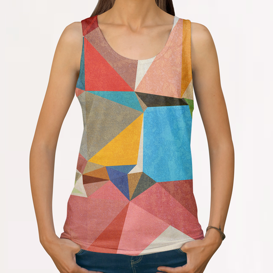 Abstract Pink All Over Print Tanks by Vic Storia