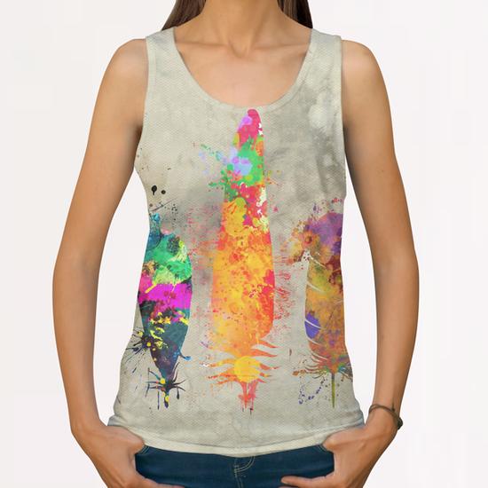 Painted feathers All Over Print Tanks by Alexandre Ibáñez