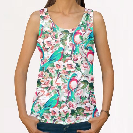 Birds & Flowers All Over Print Tanks by Uma Gokhale