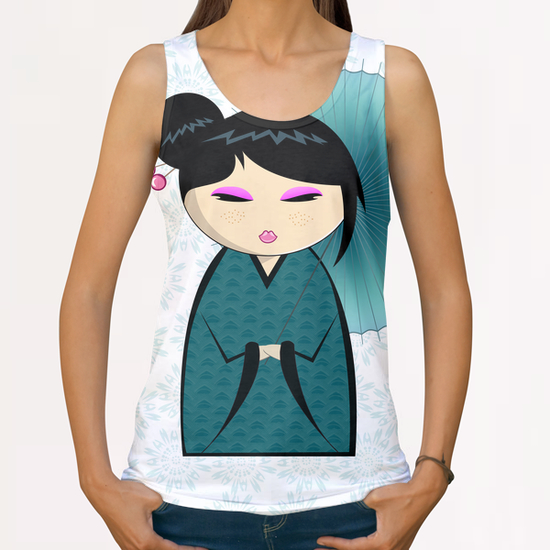 Blue umbrella All Over Print Tanks by PIEL Design