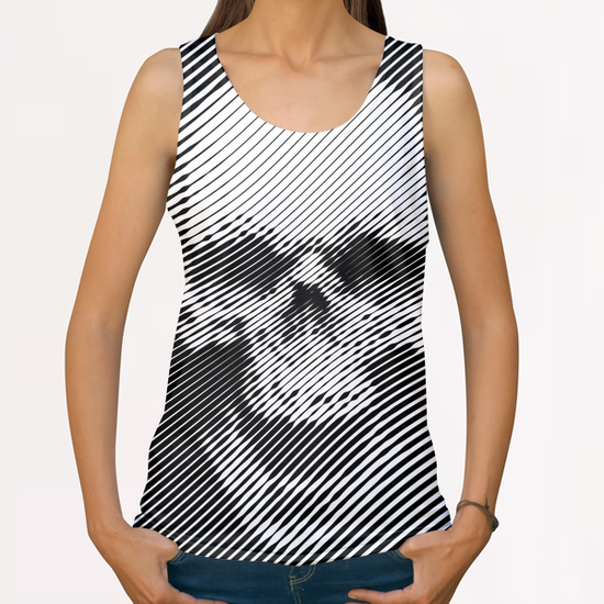 Line Skull All Over Print Tanks by Vic Storia