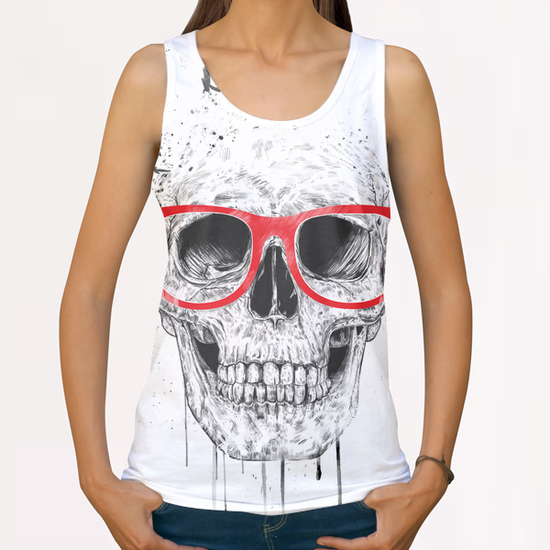 Skull with red glasses All Over Print Tanks by Balazs Solti
