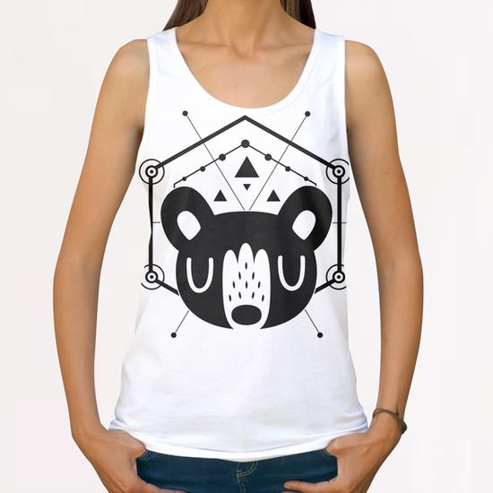 Mystic Black Moon Bear All Over Print Tanks by Claire Jayne Stamper