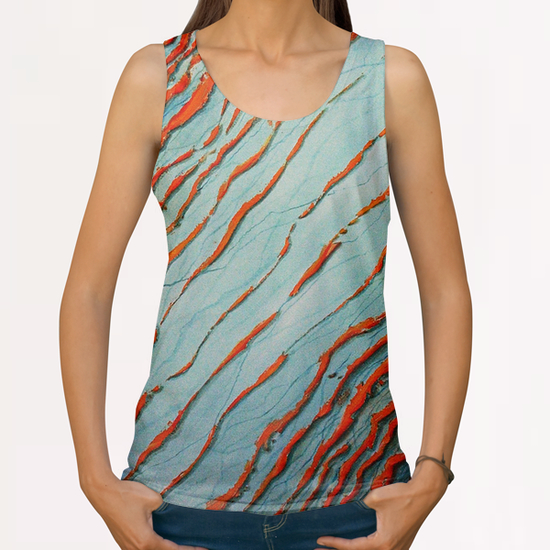 Red Waves All Over Print Tanks by di-tommaso