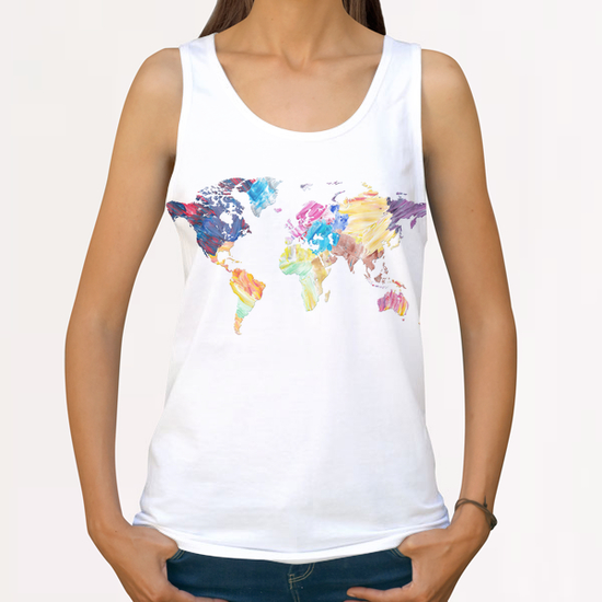 Abstract Colorful World Map All Over Print Tanks by Art Design Works