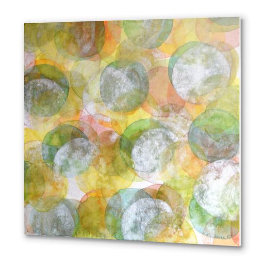 Silver Green Yellow Circles Metal prints by Heidi Capitaine