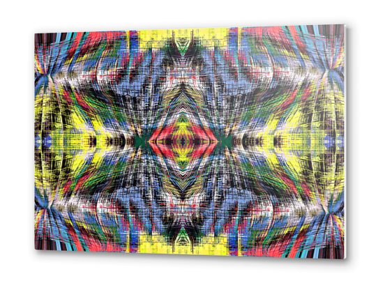 geometric symmetry pattern abstract background in blue yellow green red Metal prints by Timmy333