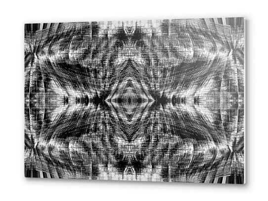 vintage geometric symmetry pattern abstract background in black and white Metal prints by Timmy333
