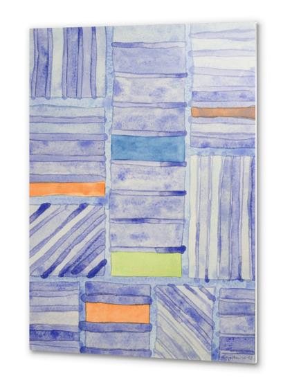 Blue Panel with Colorful Rectangles  Metal prints by Heidi Capitaine