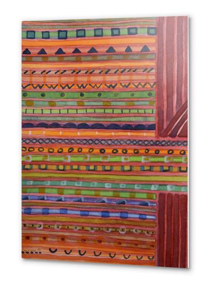  Decorated Stripes Pattern Between Red  Metal prints by Heidi Capitaine